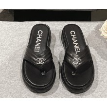 Chanel slippers Lambskin Black 2025