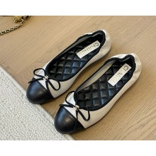 Chanel Ballet flats Lambskin & Metal G46114 White & Black 2025