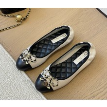 Chanel Ballet flats Lambskin & Metal with bow White & Black 2025
