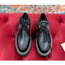 Louis vuitton heel 5.5cm platform lace-up loafers in calf leather black 2024