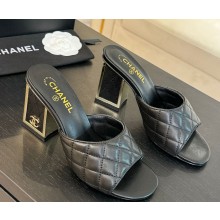Chanel Lambskin Quilting slippers black heel 7cm 2025