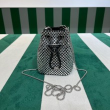 Prada Crystal Embellished Satin Mini Pouch 1NR016 black 2022