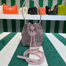 Prada Crystal Bucket Bag 1BE067 pink 2022 