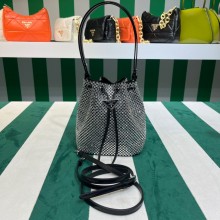Prada Crystal Bucket Bag 1BE067 black 2022 