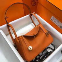 Hermes Lindy 26cm Bag in original  taurillon clemence leather orange(handmade)