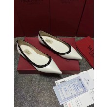 Valentino sheepskin rockstud ballet flats white and black