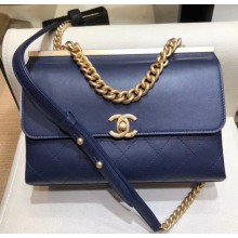 Chanel Coco Luxe Small Flap Bag A57086 Navy Blue 2018