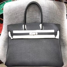 HERMES BIRKIN 40 BLACK IN ORIGINAL TOGO LEATHER WITH SILVER HARDWARE