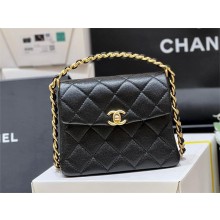 Chanel Grained Calfskin & Gold-Tone Metal Mini Flap Bag with Top Handle AS4472 Black 2024 (original quality)