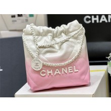 Chanel Patent Gradient Calfskin & Lacquered Metal 22 Mini Handbag AS3980 White & Light Pink 2024(ORIGINAL QUALITY)