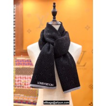 Louis Vuitton Monogram cashmere Scarf 180x30cm gray