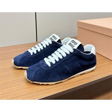 Miu Miu Plume suede sneakers 5E114E navy blue 2024