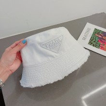 prada drill bucket hat white