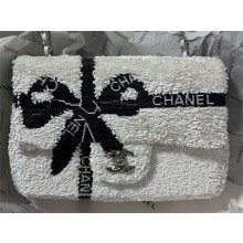 Chanel Sequins & Silver-Tone Metal Small Flap Bag with Bow AS4418 White 2024
