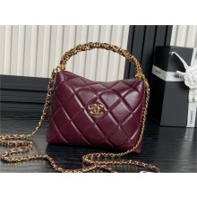 chanel Shiny Lambskin & Gold-Tone Metal, Burgundy clutch with chain Ap4189 2024