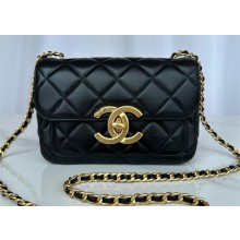 chanel Shiny Lambskin & Gold-Tone Metal black Mini Flap Bag AS5026 2024