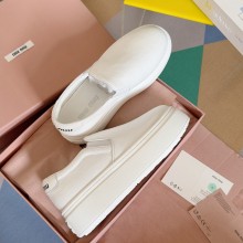 Miu Miu Washed cotton drill sneakers 5S152E white 2024