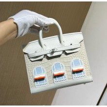 Hermes Birkin Faubourg 20 Sellier Neige (Snow) White Alligator Bag 2025 (original quality)