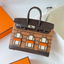 Hermes Birkin Faubourg 20 Sellier brown/chocolate Alligator Bag 2025 (original quality)