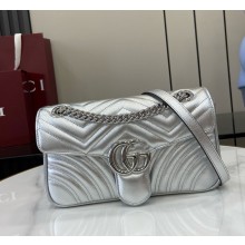GUCCI GG Marmont small shoulder bag IN silver leather 443497 2024