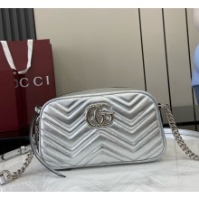 Gucci GG Marmont Small shoulder Camera Bag 447632 silver leather 2024