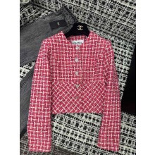 CHANEL RED WOOL TWEED JACKET  P75147 2023 FW