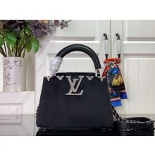 louis vuitton Capucines MINI handbag black WITH crystal flowers M23246 2023