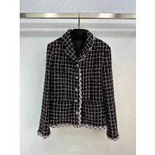 CHANEL Black, Pink & Silver WOOL TWEED JACKET  P75802 2023 FW
