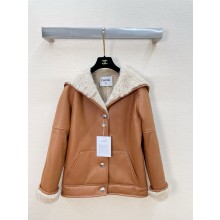 CHANEL Shearling Lambskin Brown & Beige Jacket P78283 2024