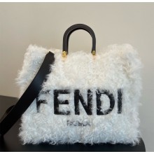 Fendi Sunshine Large White mohair shopper 2022