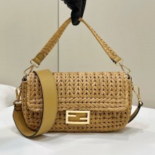 Fendi Baguette bag in Sand leather and interlaced fiber beige 2024