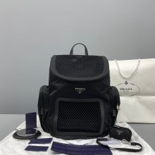 PRADA Re-Nylon and Saffiano leather pet bag BLACK 2VZ083