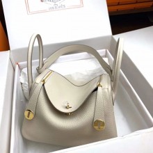 Hermes Lindy 26cm Bag in original  taurillon clemence leather craie(handmade)