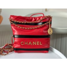 Chanel Shiny Calfskin, Calfskin & Gold-Tone Metal Red & Black 22 Mini Handbag AS3980 2024(ORIGINAL QUALITY)