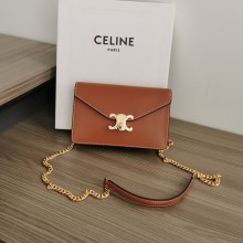 celine Wallet on Chain TRIOMPHE in Shiny calfskin tan 2023