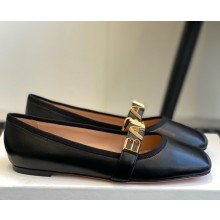 Bally Balby Squared Toe Ballet Flats black leather 2025