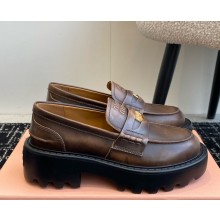 Miu Miu Brushed leather loafers burgundy 5D292E brown 2024