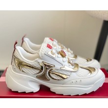 Roger Vivier Embellished leather-trimmed sneakers white/gold 2025