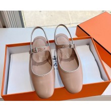 HERMES KLEO slingbacks in goatskin and Nappa leather with metallic finish beige perlino / gris argenté  2025