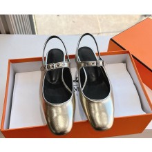 HERMES KLEO slingbacks in goatskin and Nappa leather with metallic finish gold 2025