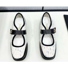 Chanel Ballet flats silk &sheepskin with CC logo white/black 2025