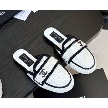 Chanel mules Hemp Rope with CC logo black/white 2025c