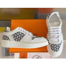 HERMES Free sneaker in calfskin and "H en Biais" canvas 03 2025