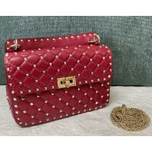 Valentino Garavani Rockstud spike sheepskin medium shoulder bag red 2024