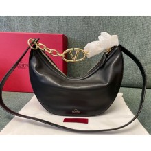 Valentino Garavani Moon small hobo bag in NAPPA LEATHER with chain and metal VLogo black 2024
