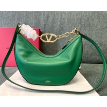 Valentino Garavani Moon small hobo bag in NAPPA LEATHER with chain and metal VLogo green 2024