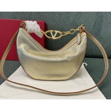 Valentino Garavani Moon small hobo bag in grainy calfskin with chain and metal VLogo gold 2024