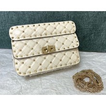 Valentino Garavani Rockstud spike sheepskin small shoulder bag white 2024