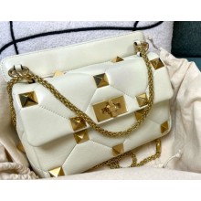 Valentino Garavani Roman Stud nappa leather with chain small shoulder bag LIGHT IVORY 2024