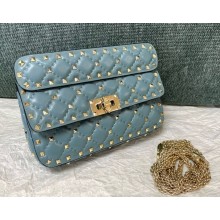 Valentino Garavani Rockstud spike sheepskin small shoulder bag green 2024